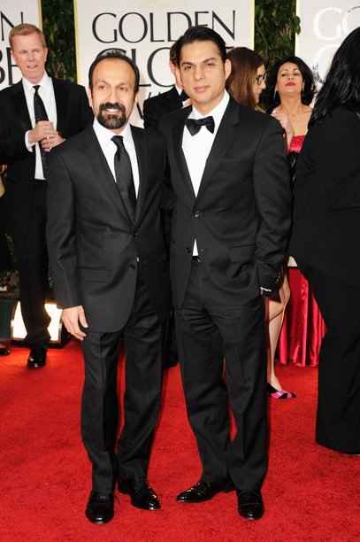 اصغر فرهادی و پیمان معادی بر روی فرش قرمز گلدن گلوب